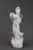 A  blanc de chine  Figure of a Lady Immortal, Qing/Republic period