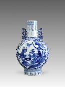 A Blue and White Moonflask with a Mythical Scene, Guangxu,