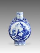A Blue and White Moonflask with a Mythical Scene, Guangxu,