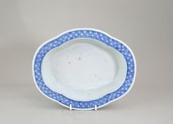 A Blue and White Oval Narcissus Tray,  late Qing dynasty