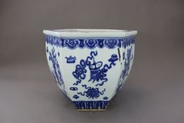 A Blue and White  Hundred Antiques  Jardiniere, 19th century,