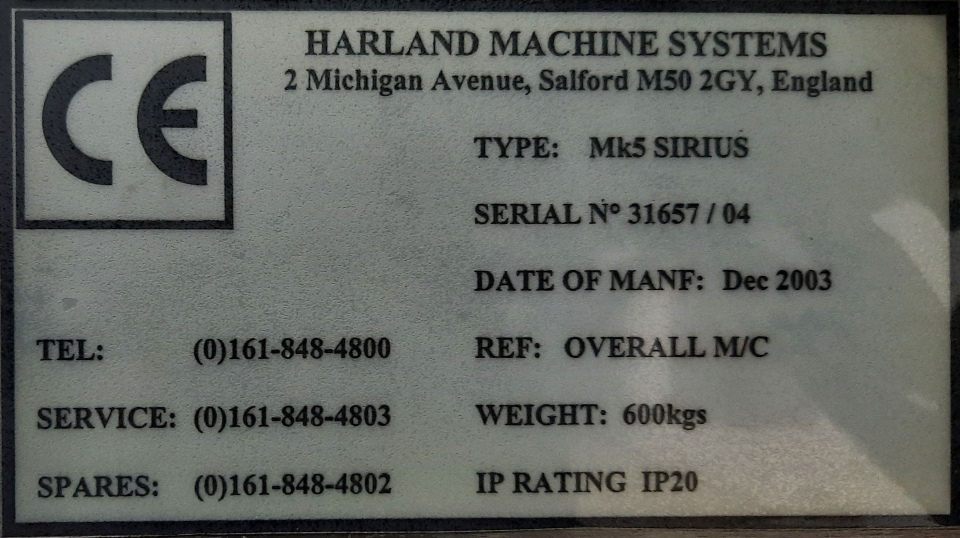 Harland Labeller MK 5 Sirius Automatic 2-Head Top Label Applicator - Image 7 of 7