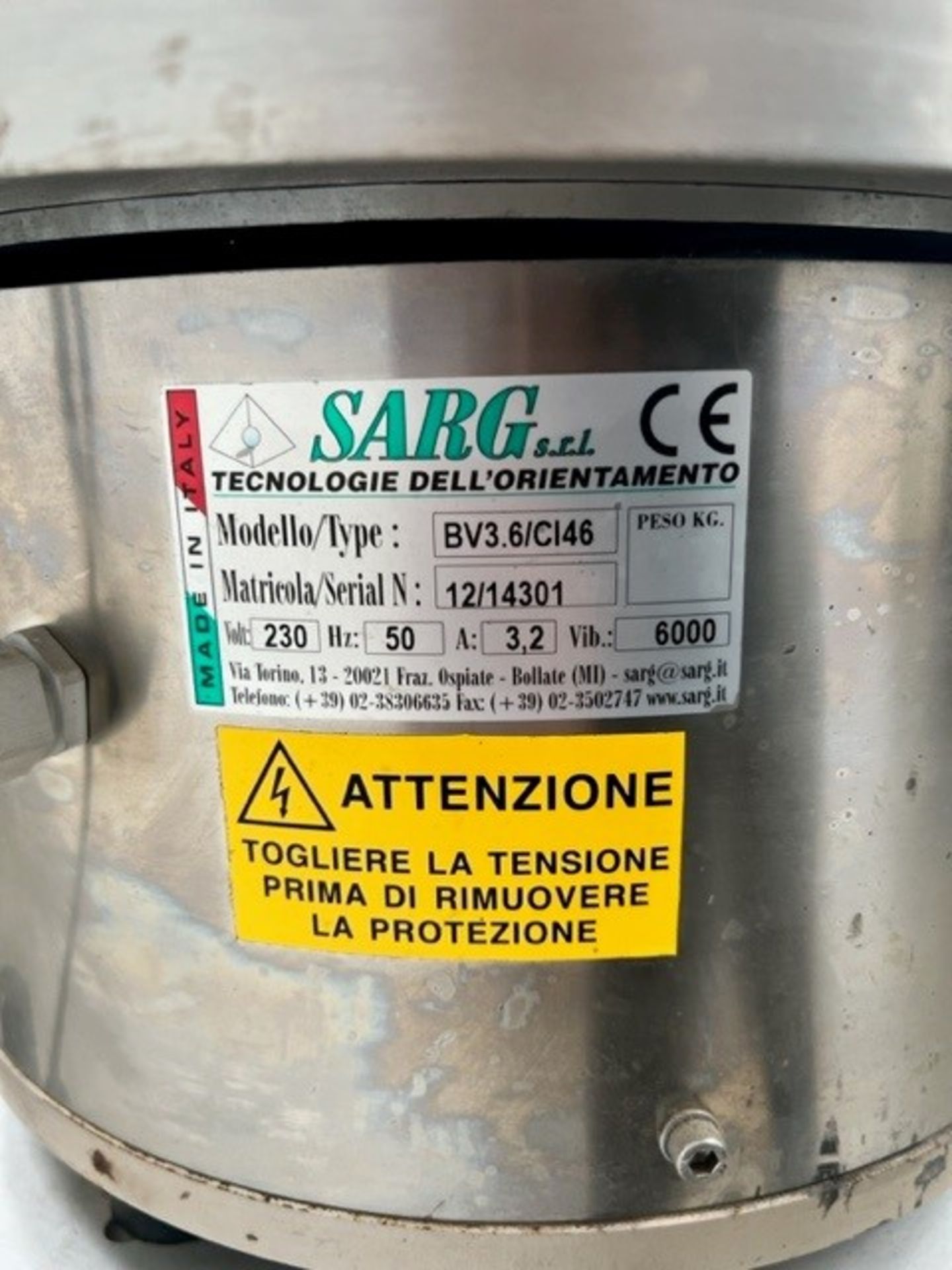 Sarg Italy Vibratory Cap Sorter Feeder - Image 4 of 6