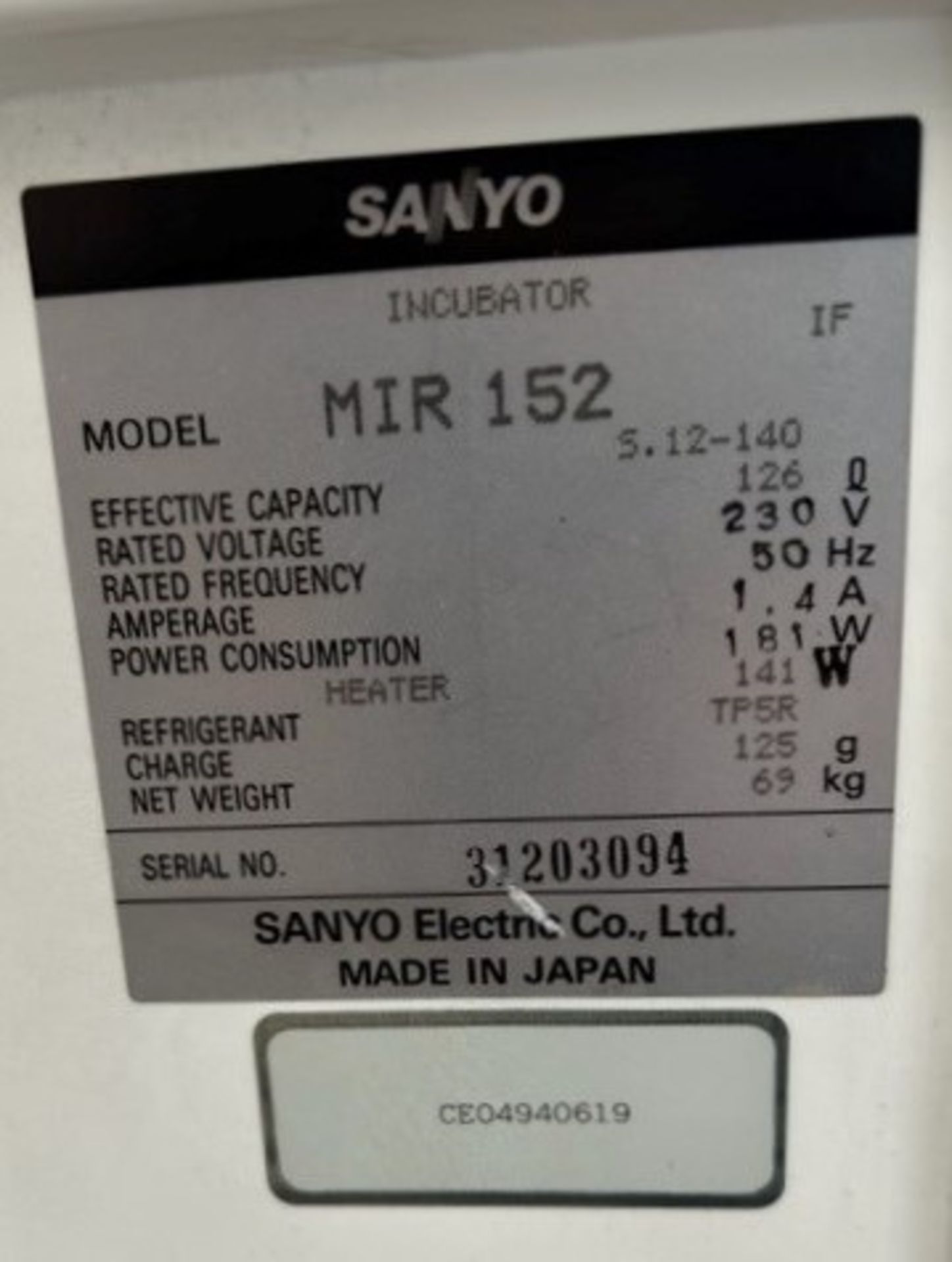 Sanyo Incubator - Image 8 of 8