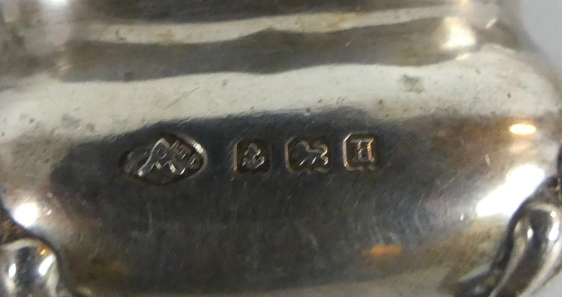 3 Teile Silber; Saliere, England, 1932, 30 g; Saliere mit Glaseinsatz, - Bild 3 aus 3