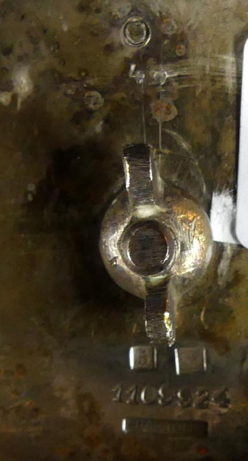 Silberbehälter mit Glaseinsatz auf 4 Füßen, mit Henkel, Blumenknauf im Deckel, - Image 2 of 2