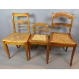 3 Stühle, vers. Größen, Bastgeflecht (eins beschädigt), u.a. Kirschbaum,