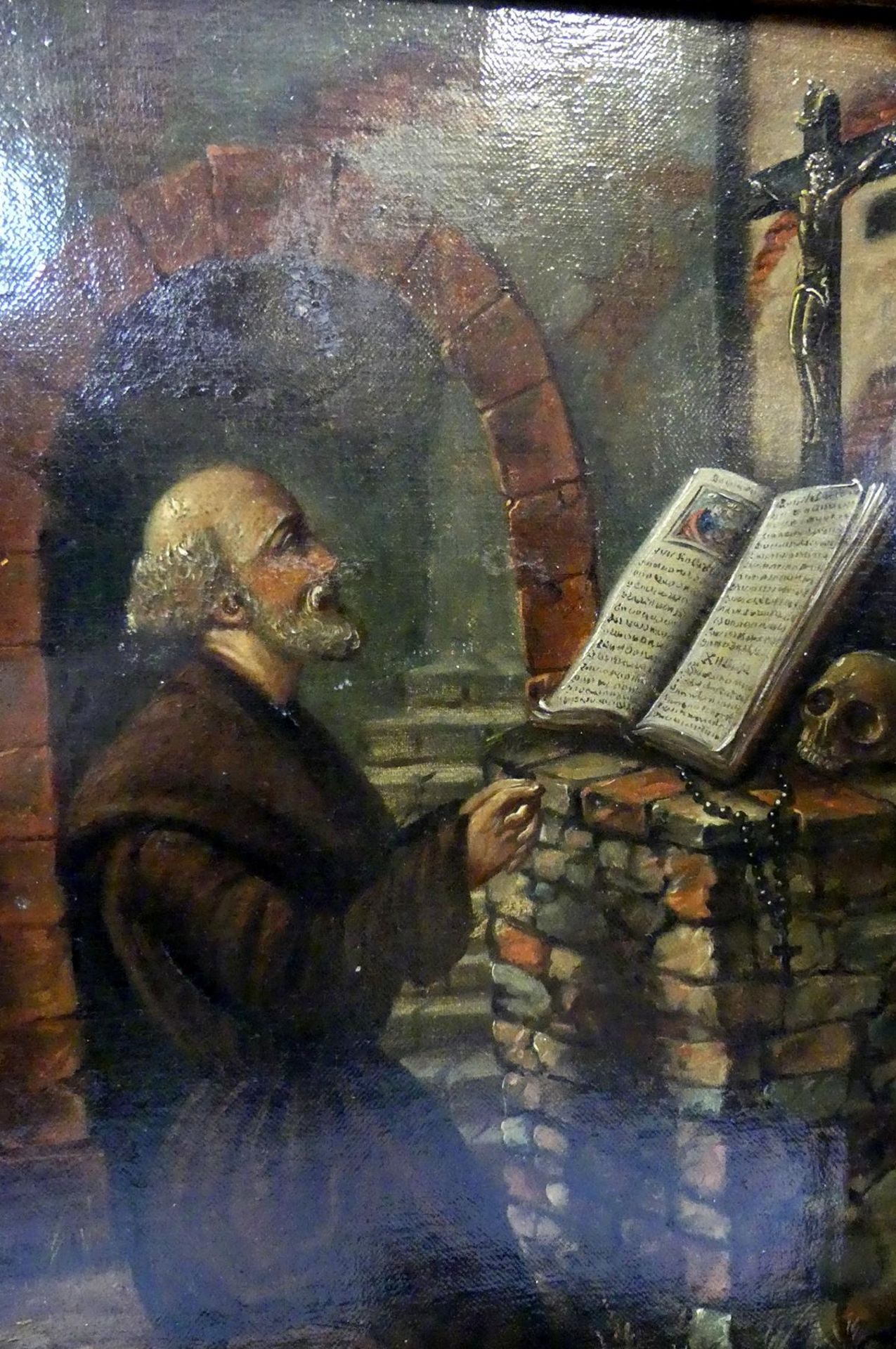"Heiliger Franciskus beim Gebet", Öl/L., Rückseitig bezeichnet: nach Rembrand - Bild 2 aus 4