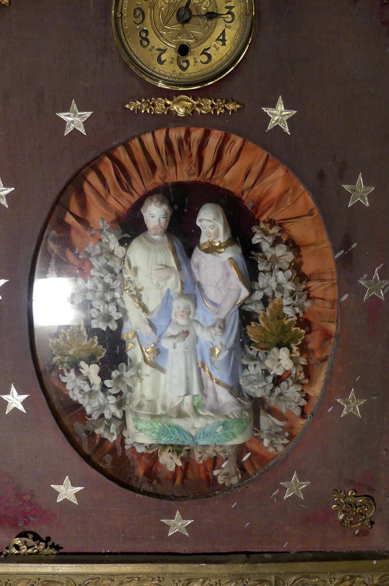 Rahmen mit Heiligenfiguren hinter Glas, Uhr im oberen Teil, - Bild 2 aus 5