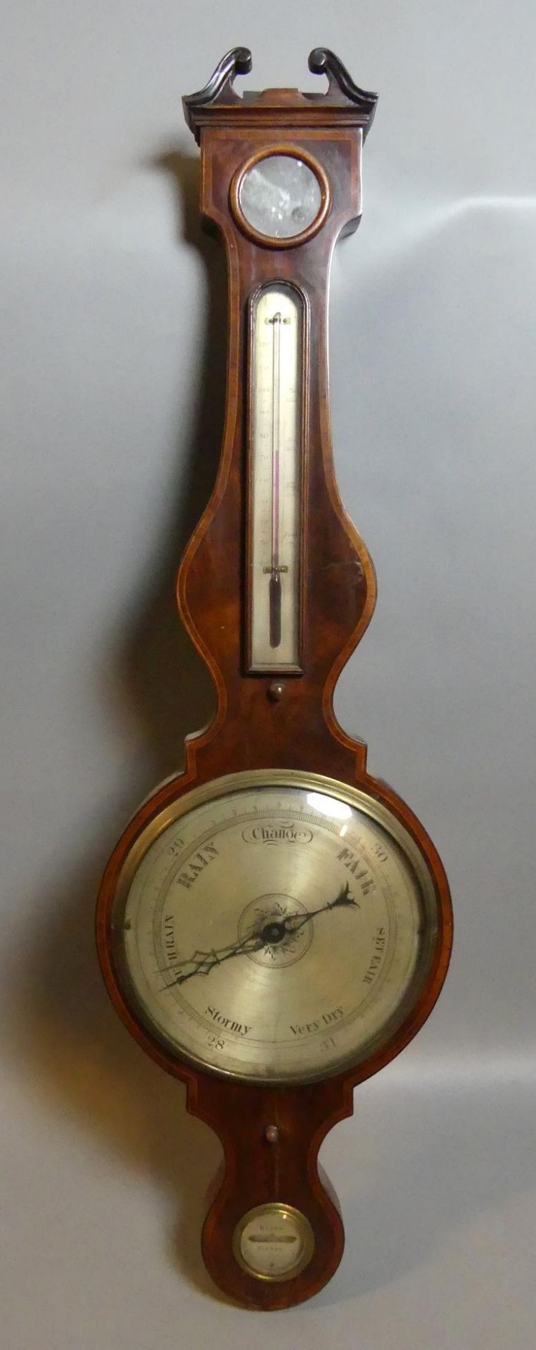 Thermo-Hygrometer, England, Mahagoni, "Evens Totnes", H. ca. 108 cm,