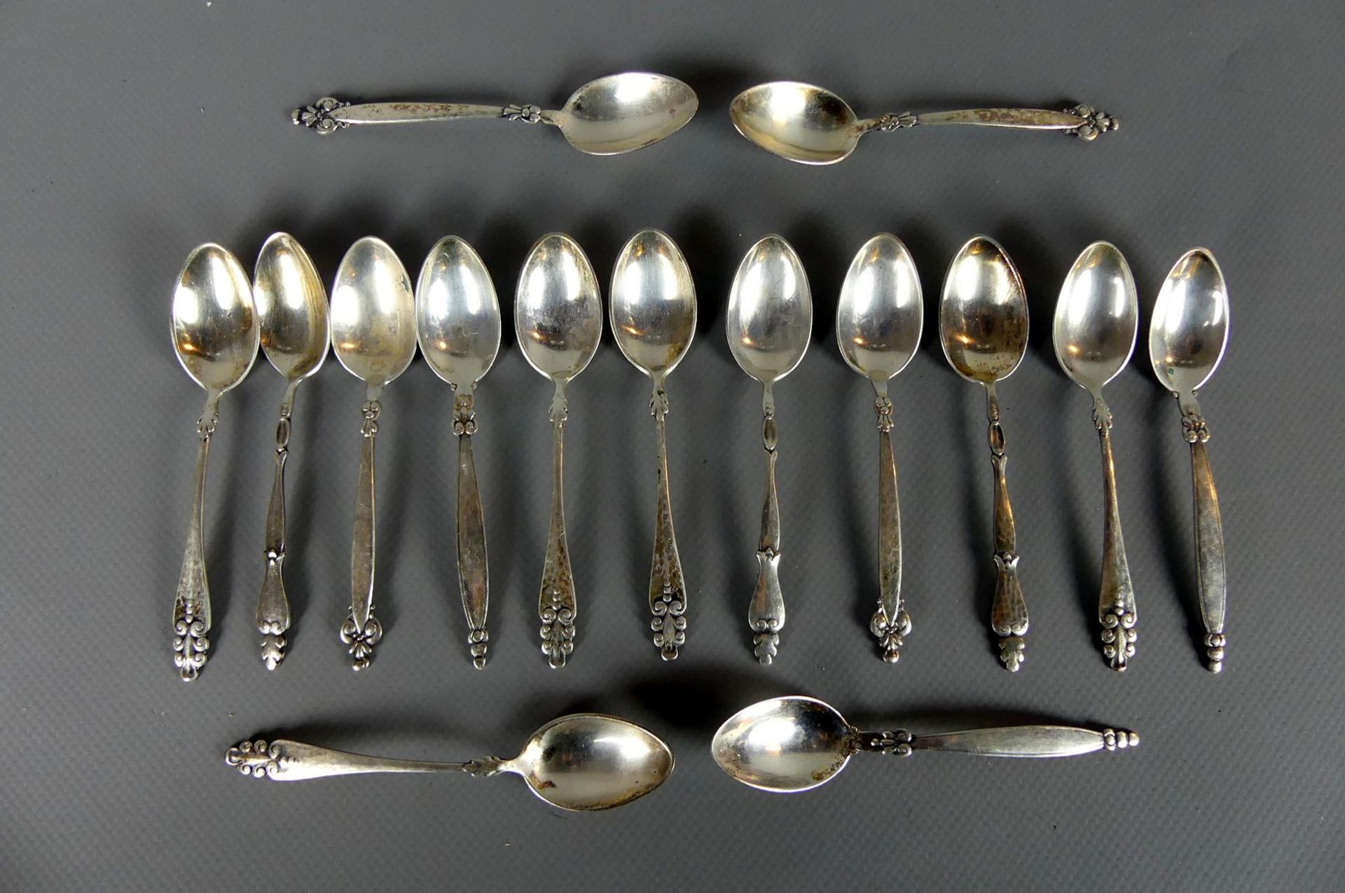 15 Mokkalöffel, 800er Silber, Halbmond/Krone, Wilkens, ca. 120 g,