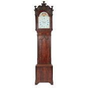 A MID 19TH CENTURY MAHOGANY 8 DAY LONGCASE CLOCK WITH MOON PHASES - RICHD BURN, MANCHESTER.