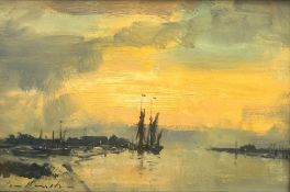 IAN HOUSTON (BRITISH, 1934-2021) "DAWN LIGHT ON THE BLYTH AT SOUTHWOLD". (d)