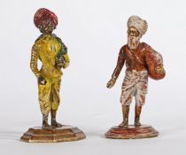 MANNER OF FRANZ BERGMANN, A PAIR OF COLD PAINTED BRONZE ORIENTALIST FIGURES.