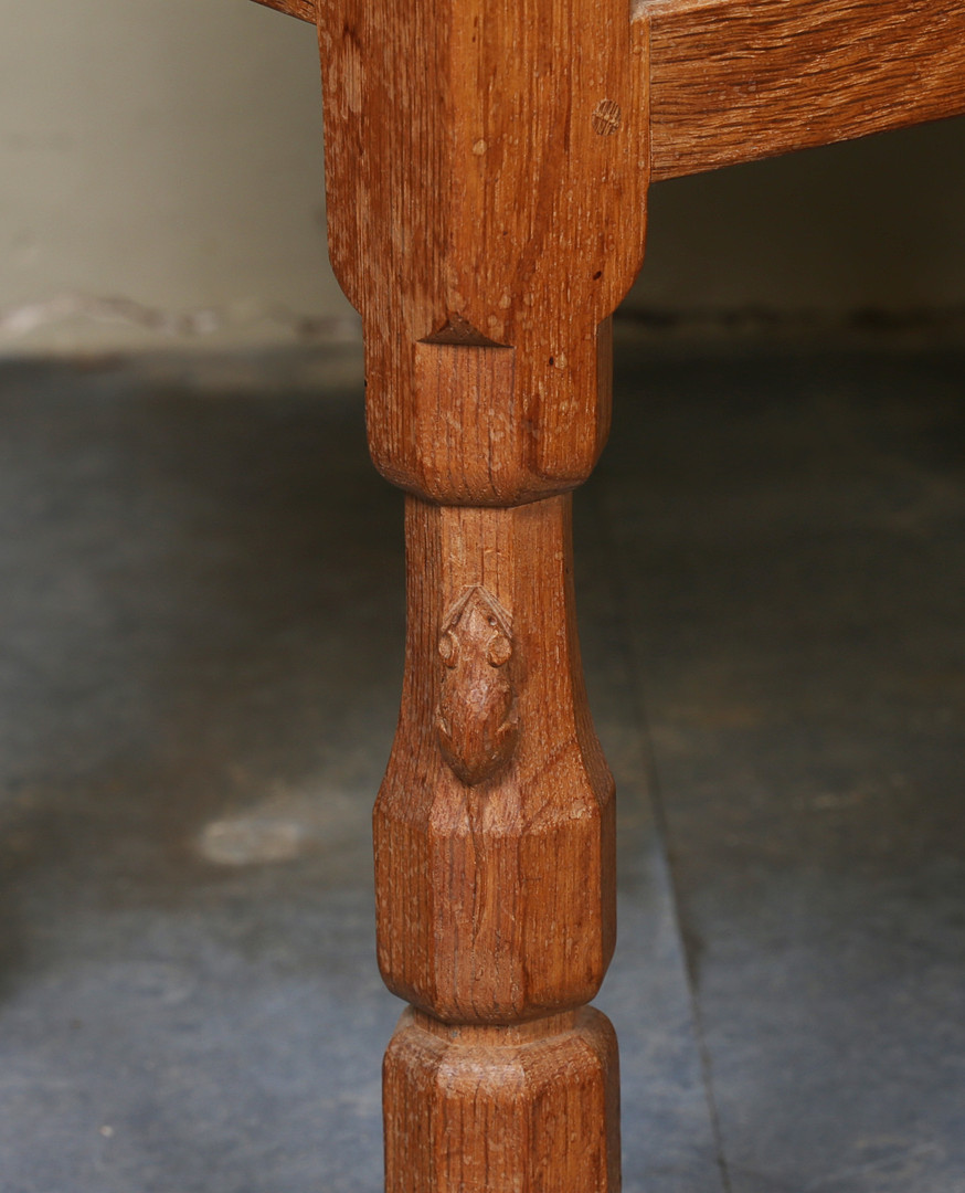 A ROBERT "MOUSEMAN" THOMPSON SEWING TABLE. - Image 6 of 6