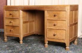 A ROBERT "MOUSEMAN" THOMPSON OAK DESK.