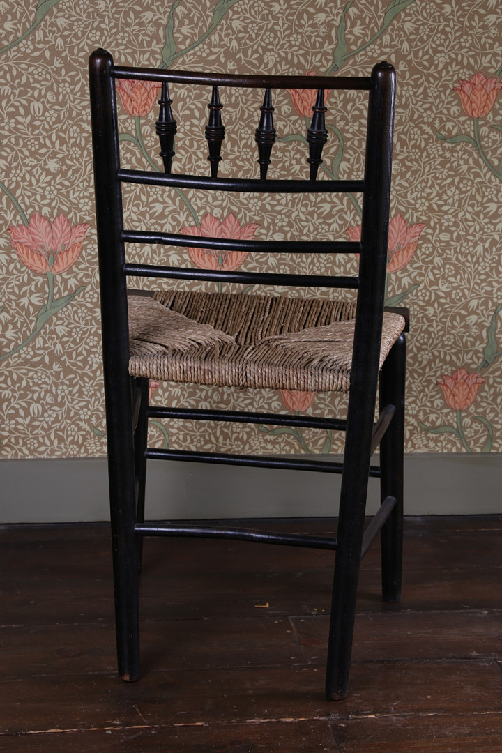 A LATE 19TH CENTURY WILLIAM MORRIS EBONISED CHAIR. - Image 3 of 5