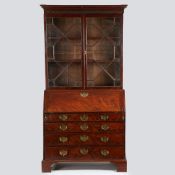 A GEORGE III MAHOGANY BUREAU BOOKCASE.