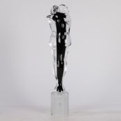 FERRO & LAZZARINI FOR MURANO, A CLEAR AND BLACK GLASS 'LOVERS' SCULPTURE.