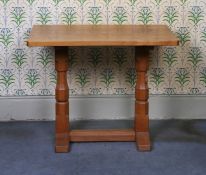 A ROBERT "MOUSEMAN" THOMPSON OAK SIDE TABLE.