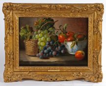 MARIA MARGITSON (BRITISH, 1832-1896) STILL LIFE STUDY OF MIXED FRUIT ON A TABLE.