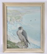 MICHAEL BENINGTON (IRISH, 1933-2022) PEREGRINE ON CLIFFS.