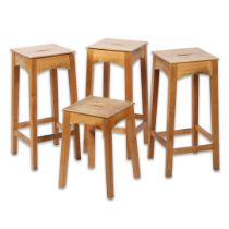 ANDREW BECKWITH FURNITURE, A PAIR OF HIGH STOOLS AND A LOW STOOL.