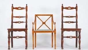 A THREE HOWARD AND SONS CHAIRS.