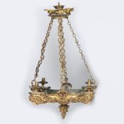 A REGENCY LACQUERED GILT-BRONZE FOUR LIGHT COLZA CHANDELIER IN THE MANNER OF MESSENGER & SONS C.1835