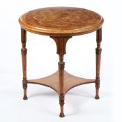 A 19TH CENTURY NEW ZEALAND SPECIMEN PARQUETRY CIRCULAR OCCASIONAL TABLE.