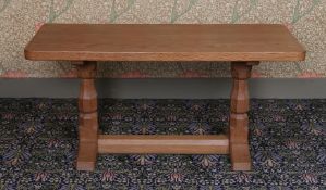 A ROBERT "MOUSEMAN" THOMPSON OAK COFFEE TABLE.