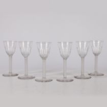 A SET OF SIX LATE 19TH CENTURY DOUBLE TWIST WINE GLASSES POSSIBLY BY THOMAS WEBB.