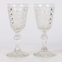 A PAIR OF MID 19TH CENTURY RUSSIAN CUT GLASS GOBLETS.