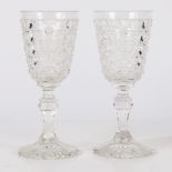 A PAIR OF MID 19TH CENTURY RUSSIAN CUT GLASS GOBLETS.