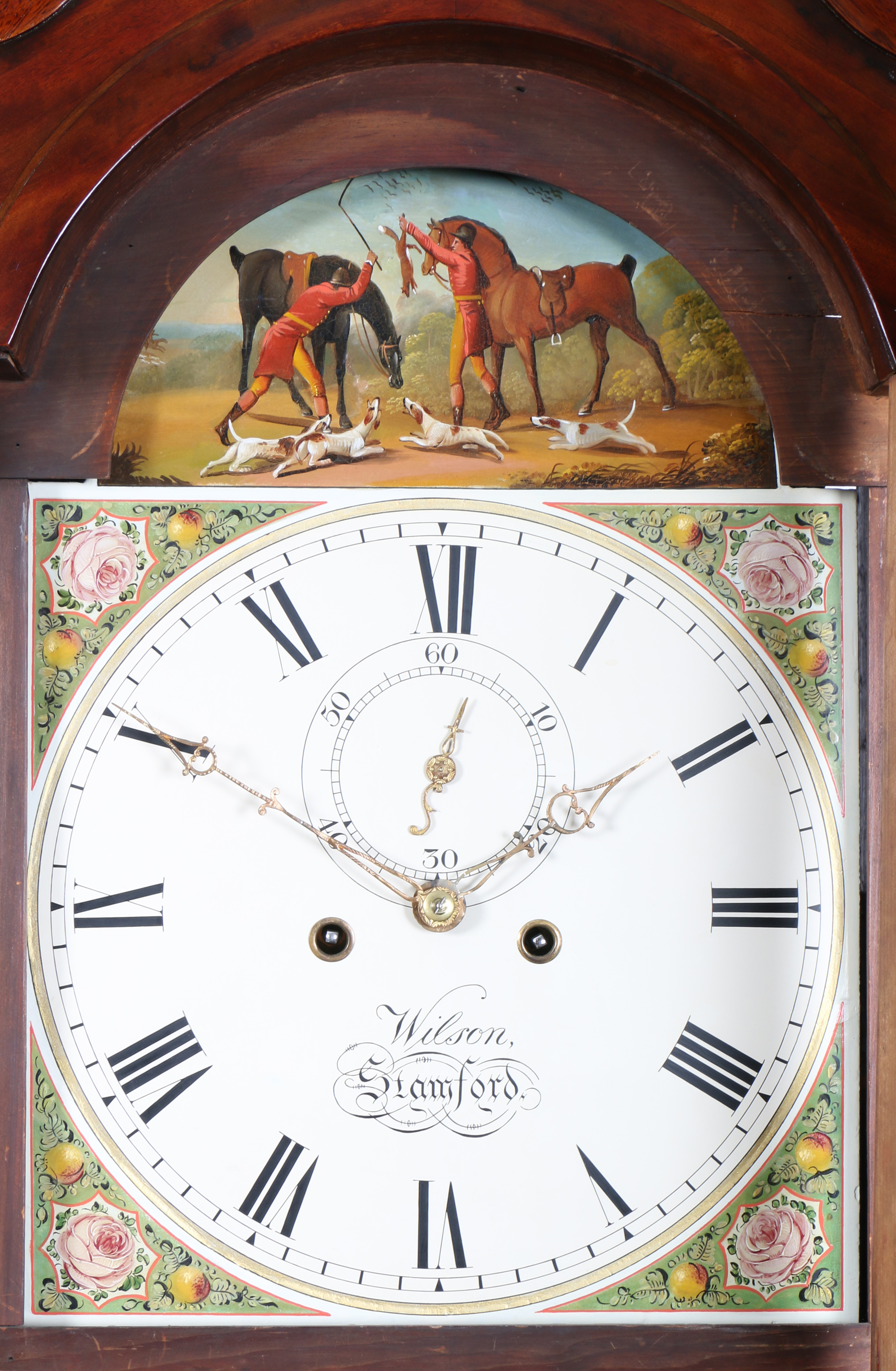 A MID 19TH CENTURY MAHOGANY AND OAK 8 DAY LONGASE CLOCK BY WILSON OF STAMFORD. - Image 2 of 2