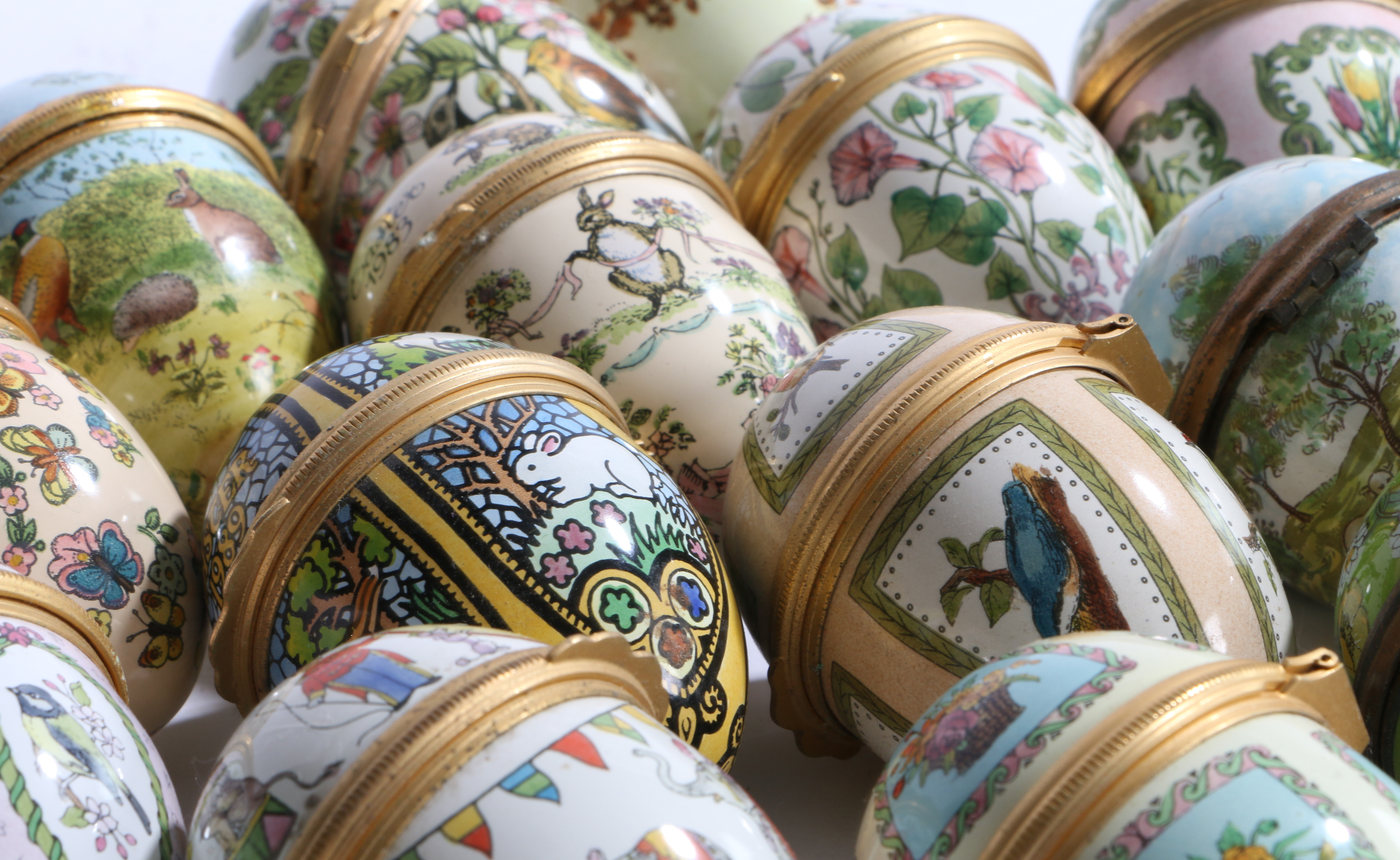 NINETEEN HALCYON DAYS BILSTON & BATTERSEA ENAMEL EASTER EGG BOXES. - Image 2 of 2