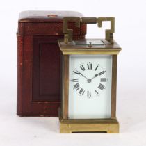 A LATE 19TH CENTURY FRENCH REPEATING CARRIAGE CLOCK.