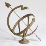 A CAST METAL GARDEN ARMILLARY SPHERE.