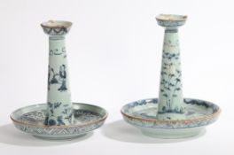 A PAIR OF CHINESE PORCELAIN OIL LAMPS, QING DYNASTY.