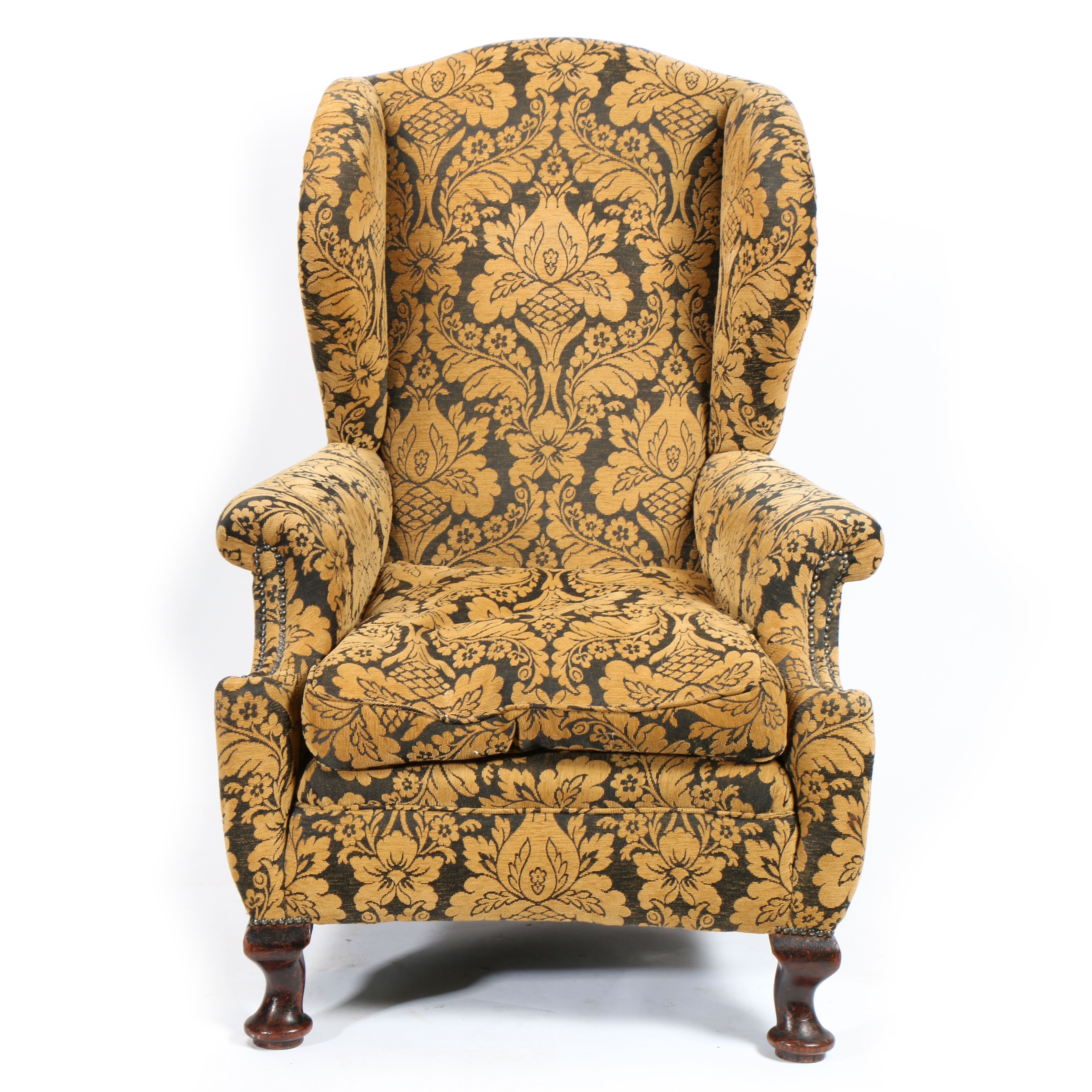 A GEORGE III WINGBACK ARMCHAIR.