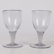 A PAIR OF 18TH CENTURY DUTCH DOUBLE TWIST GOBLETS.