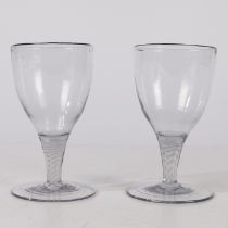 A PAIR OF 18TH CENTURY DUTCH DOUBLE TWIST GOBLETS.