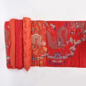 FOUR SILK BROCADE CHINESE FABRIC BOLTS, QING DYNASTY.