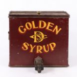 A LARGE 19TH CENTURY TOLEWARE SHOP ADVERTISING GOLDEN SYRUP DISPENSER.