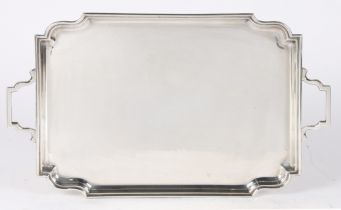 A GEORGE V SILVER TWO HANDLED TRAY.