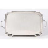 A GEORGE V SILVER TWO HANDLED TRAY.