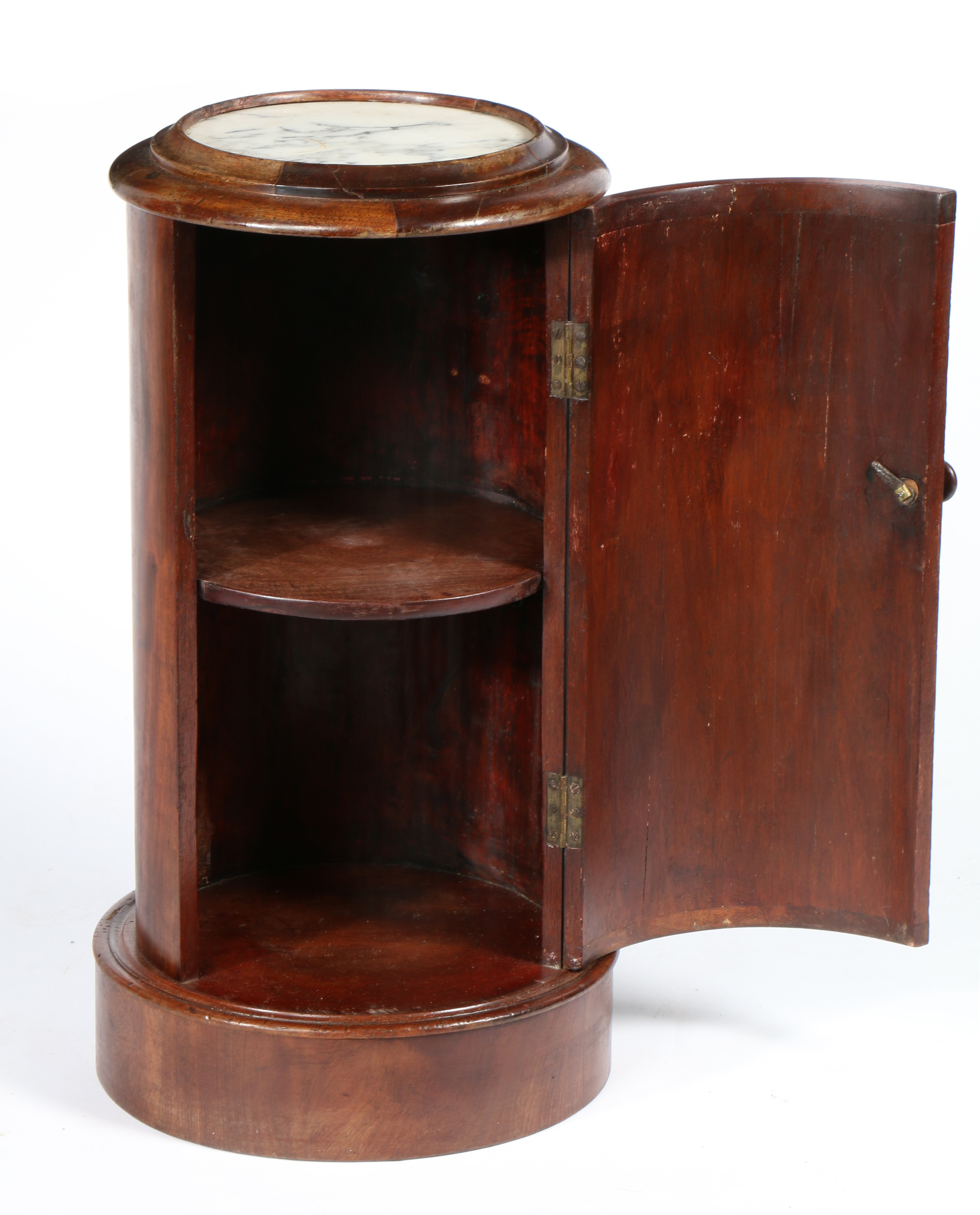 A VICTORIAN MAHOGANY AND MARBLE POT CUPBOARD. - Image 2 of 2