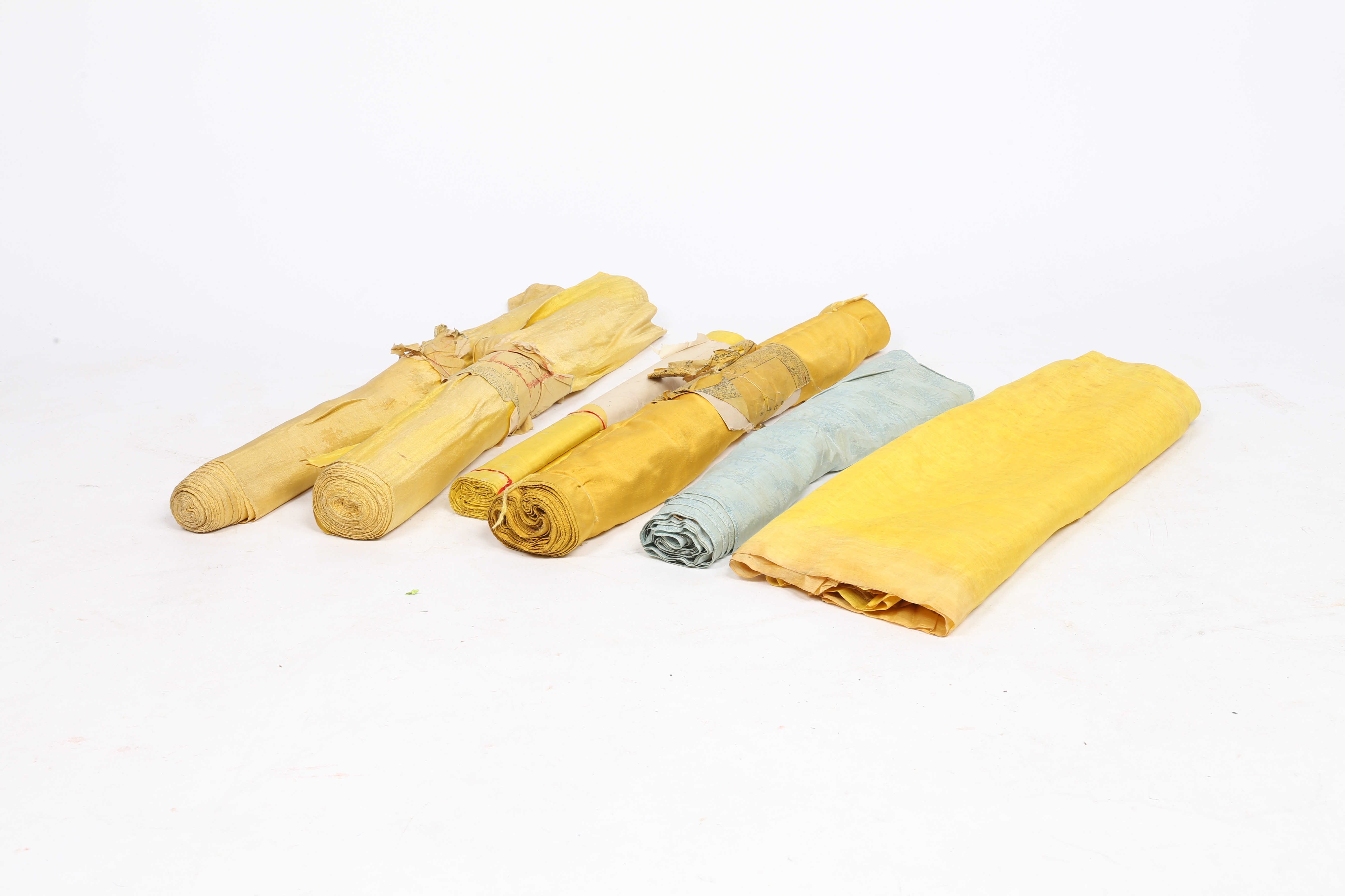 SIX CHINESE SILK FABRIC BOLTS, QING DYNASTY. - Image 2 of 6