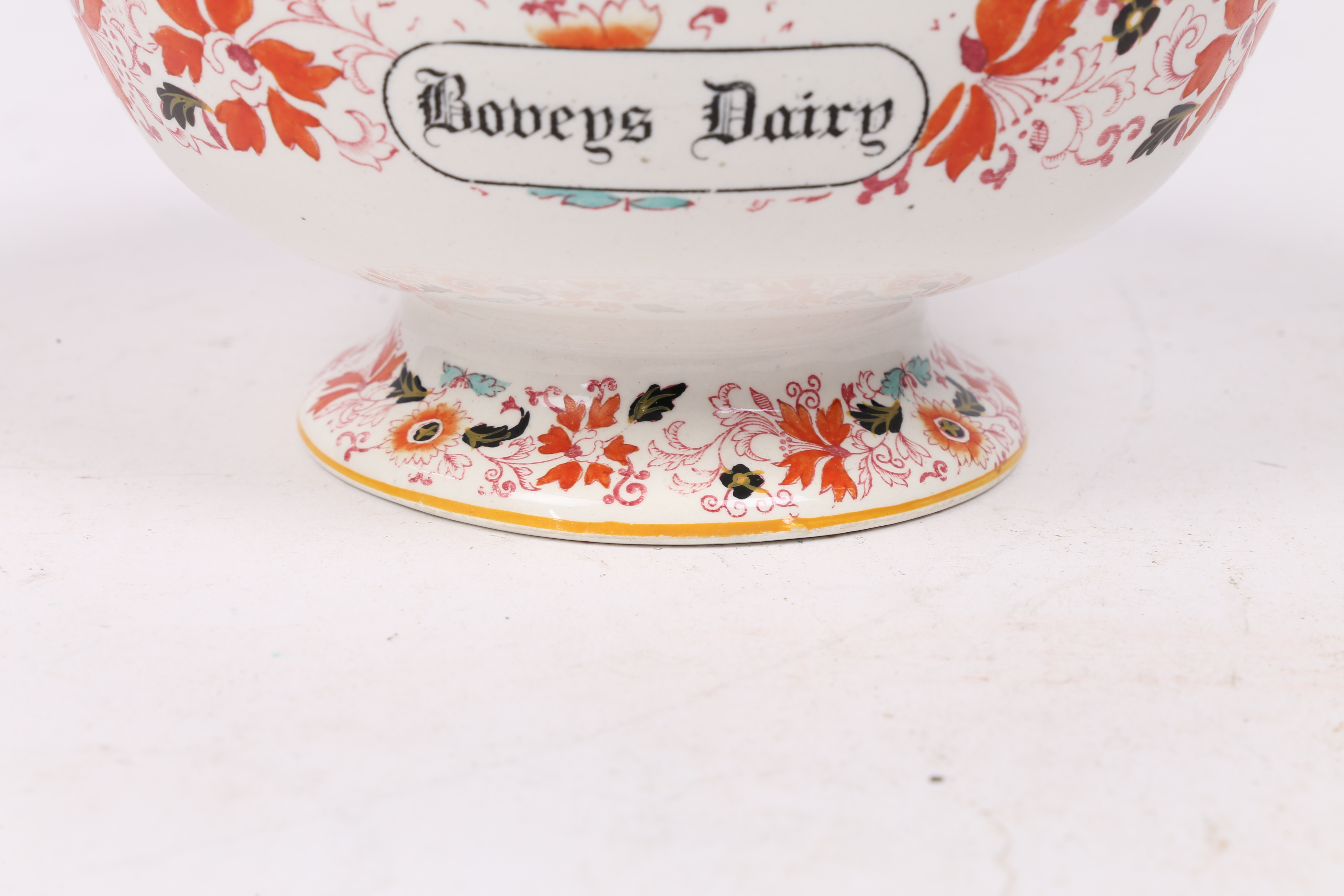 'BOVEYS DAIRY'. AN UNUSUAL LATE 19TH CENTURY PATTERNED DAIRY BOWL. - Image 4 of 7