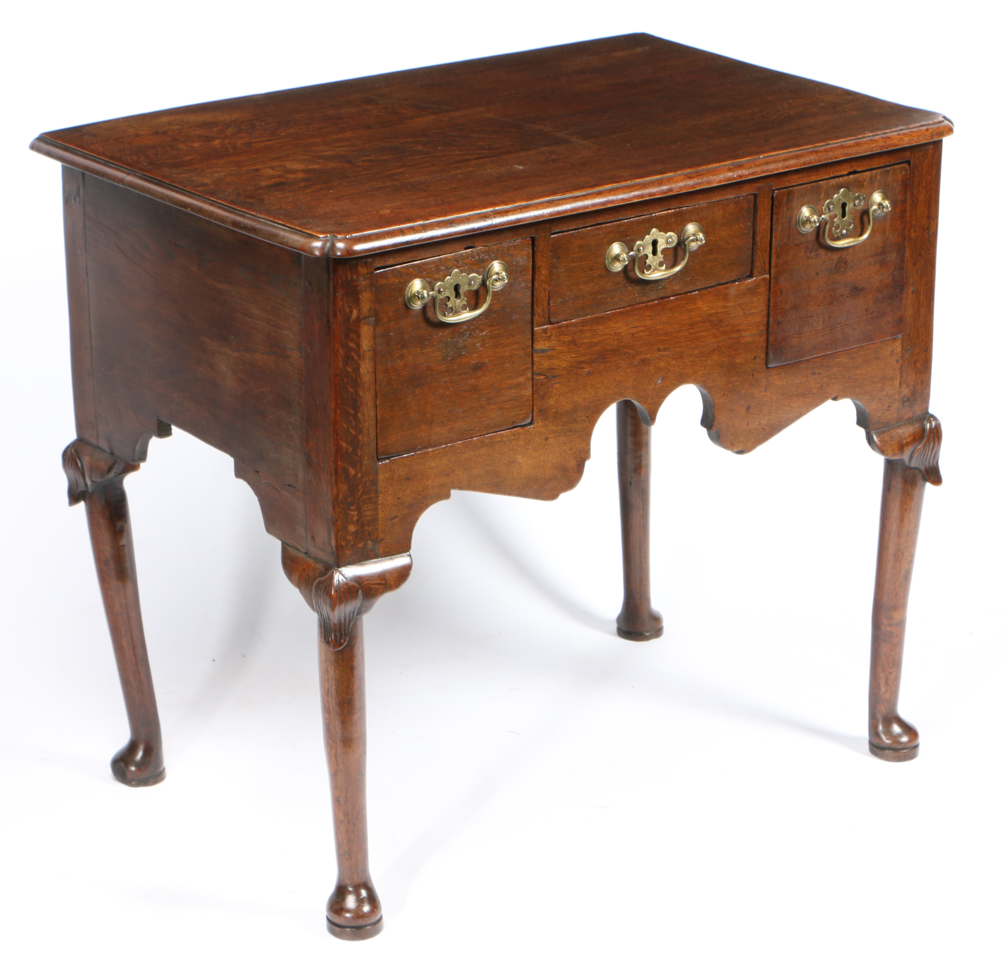 A GEORGE III OAK LOWBOY. - Image 3 of 3